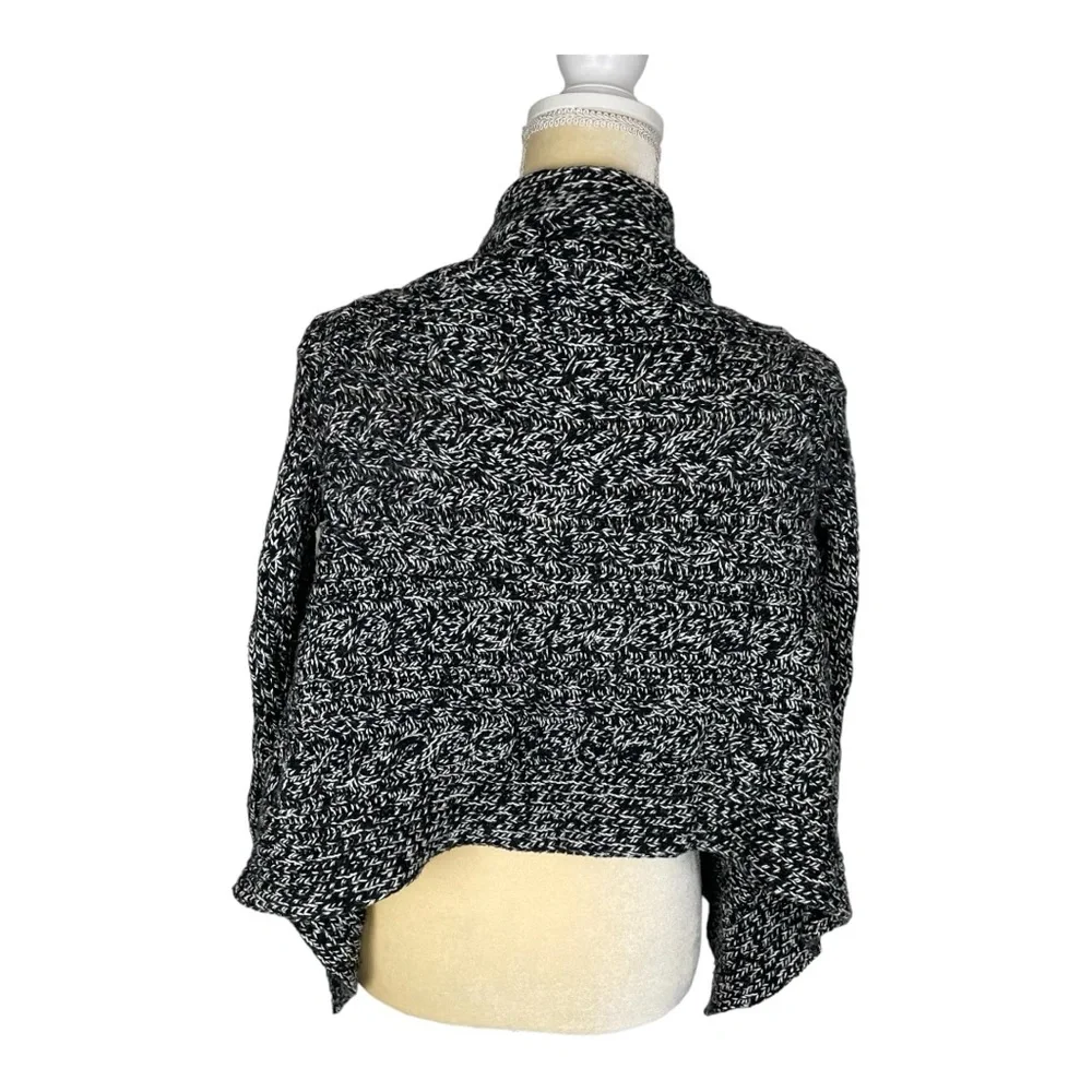 Ralph Lauren Black White Marled Waterfall Cardigan Girls‎ Size M (8-10)
